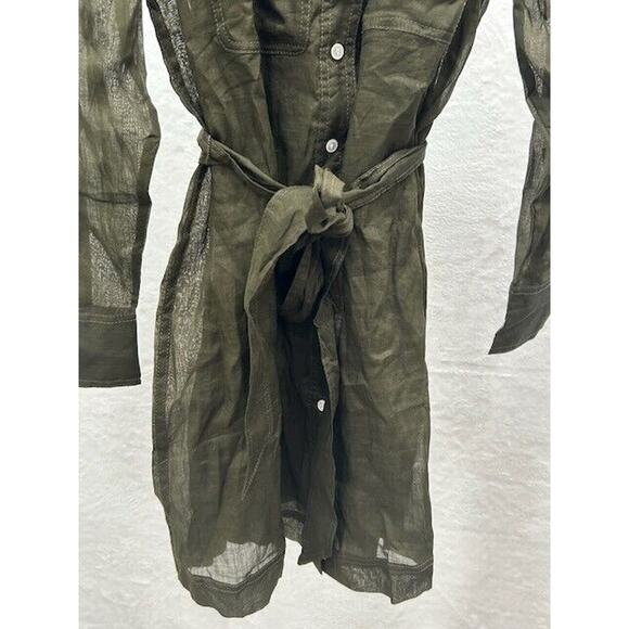 Banana Republic Ramie Shirt Dress Sheer Button Up Long Sleeves Green Small NWT - Picture 3 of 9
